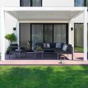 Pérgola bioclimática adosada 4x3m motorizada/iluminada en aluminio blanco con 1, 2 o 3 persianas