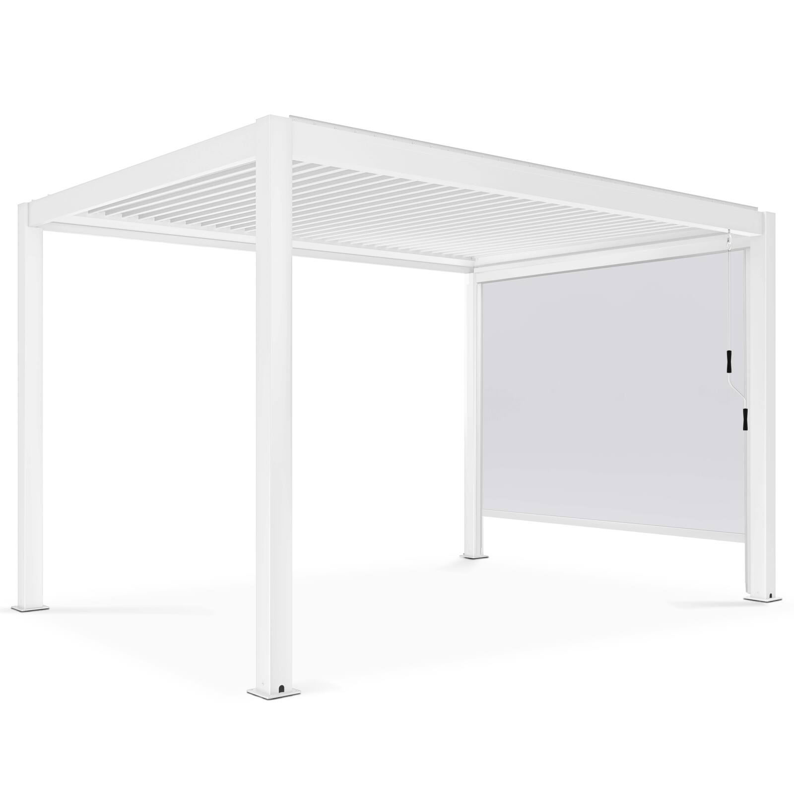 Pérgola bioclimática autoportante de 4x3m en aluminio blanco de 1, 2 o 3 persianas Pérgola bioclimática autoportante de 4x3m en aluminio blanco de 1, 2 o 3 persianas