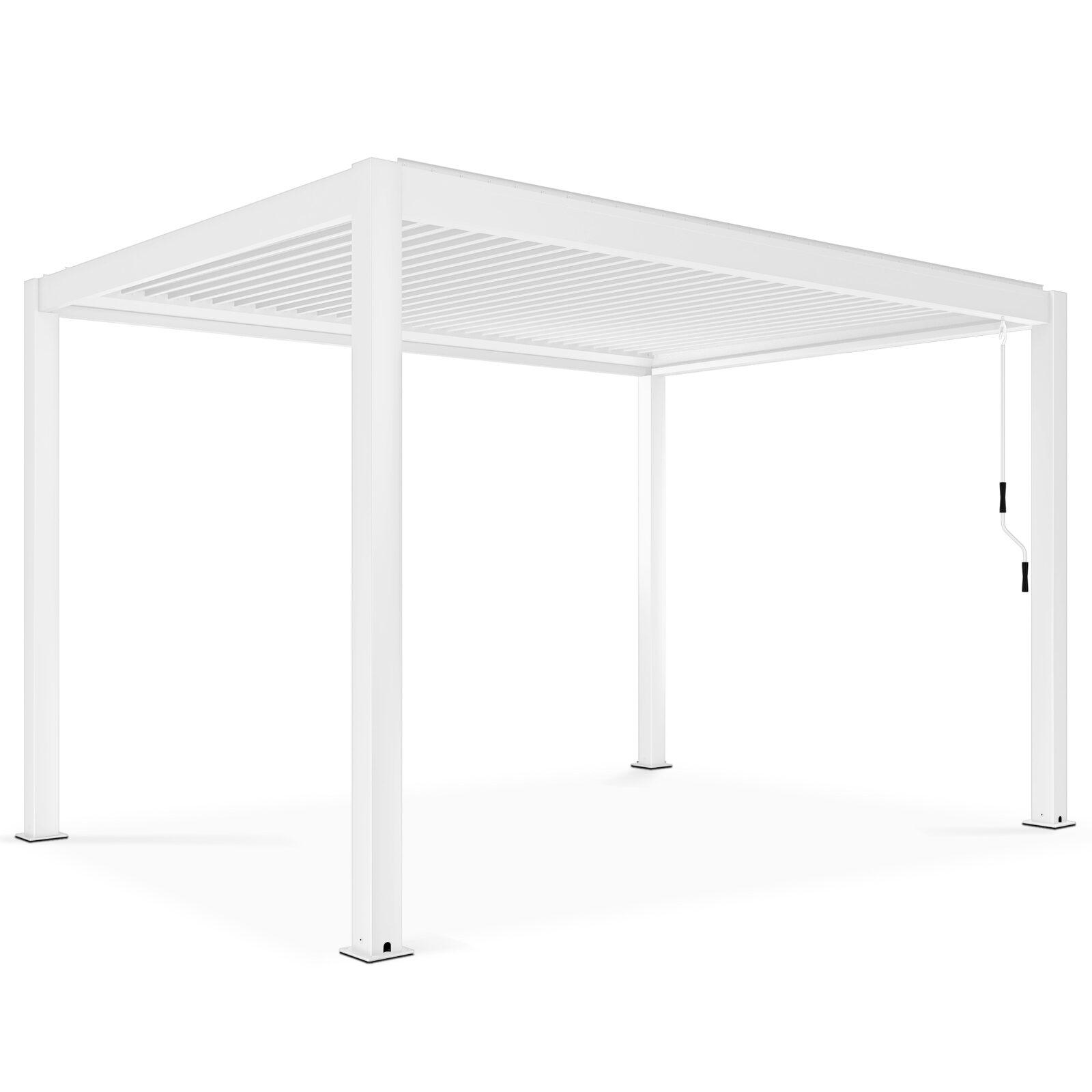 Pérgola bioclimática autoportante de 4x3m en aluminio blanco de 1, 2 o 3 persianas Pérgola bioclimática autoportante de 4x3m en aluminio blanco de 1, 2 o 3 persianas