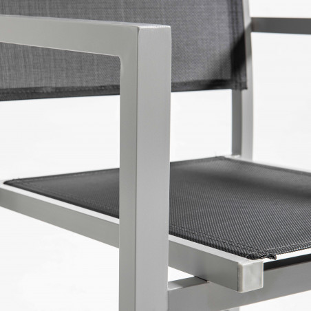 Mesa de jardín rectangular 180 x 90 cm, tablero de cristal y 8 sillas