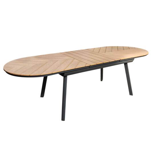 Mesa de jardín extensible rectangular (220/280 x 100 x 76 cm) en aluminio y polimadera