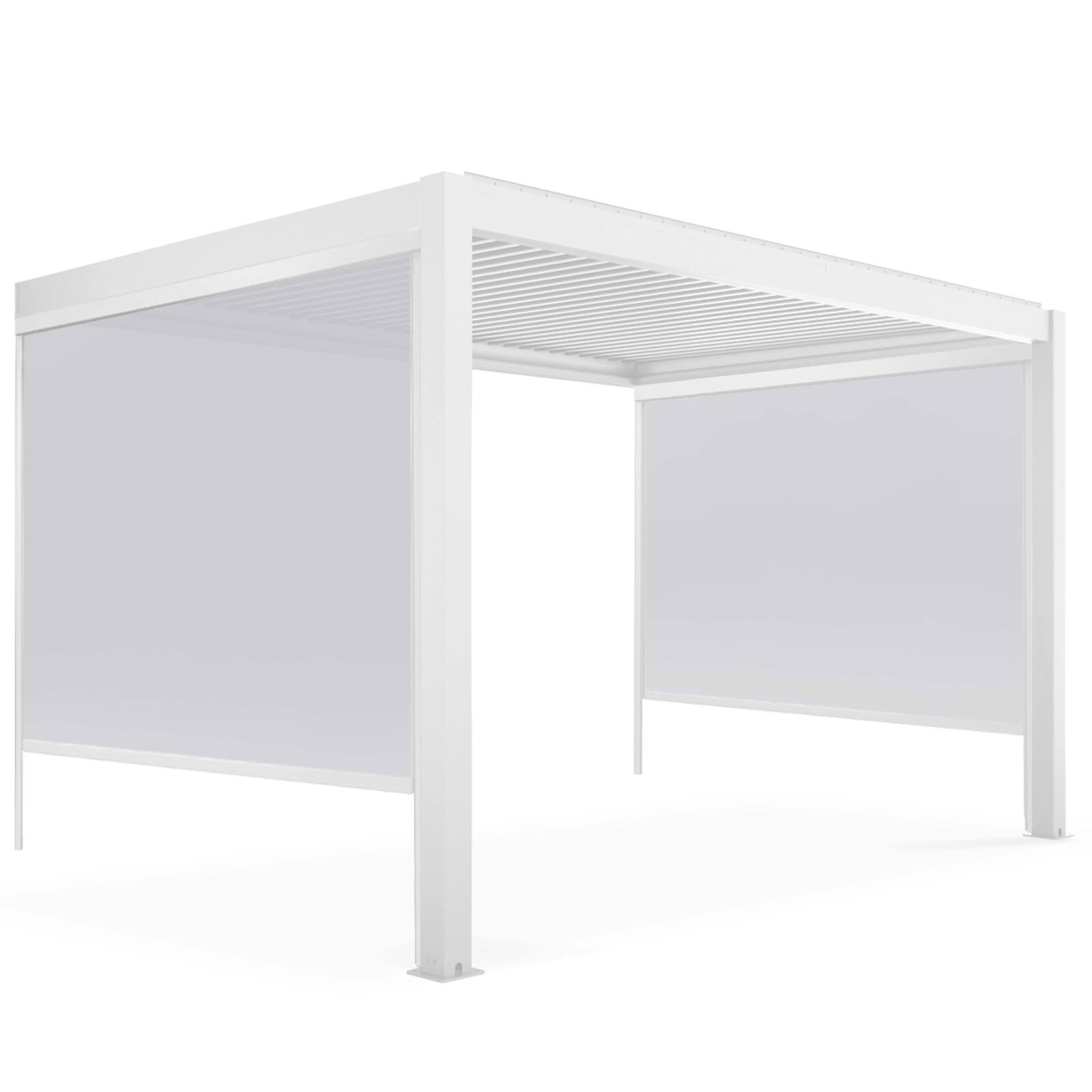 Pérgola bioclimática de inclinación 4x3m en aluminio blanco con 1, 2 o 3 persianas