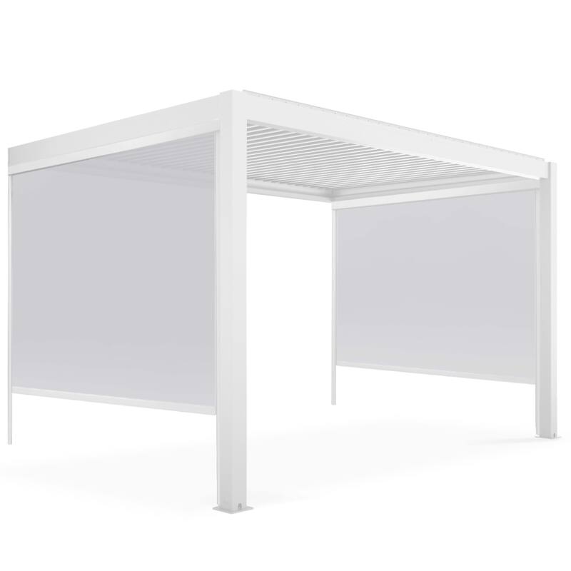 Pérgola bioclimática de inclinación 4x3m en aluminio blanco con 1, 2 o 3 persianas