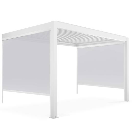 Pérgola bioclimática de inclinación 4x3m en aluminio blanco con 1, 2 o 3 persianas