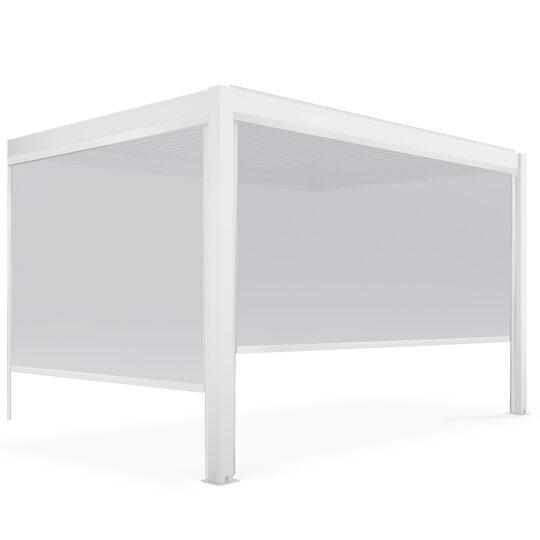Pérgola bioclimática de inclinación 4x3m en aluminio blanco con 1, 2 o 3 persianas