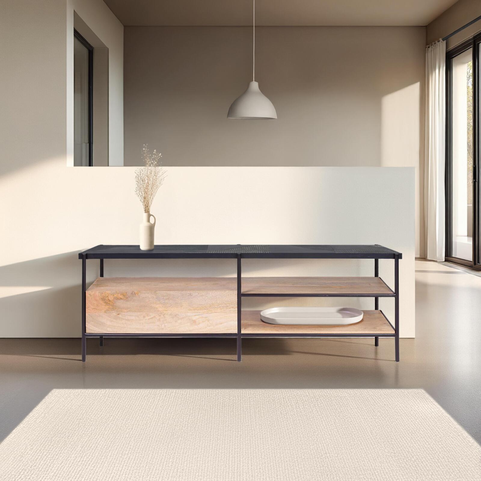 Mueble de TV de mármol y mango macizo de 150 cm