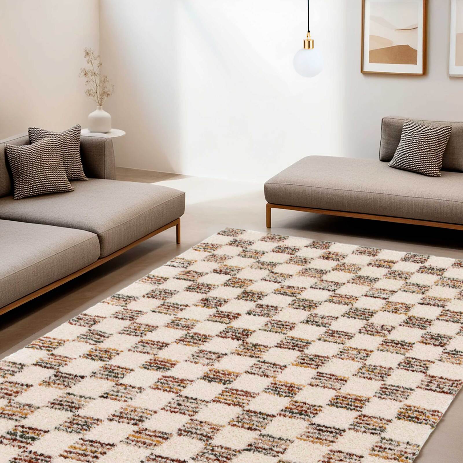 Alfombra shaggy rectangular de polipropileno