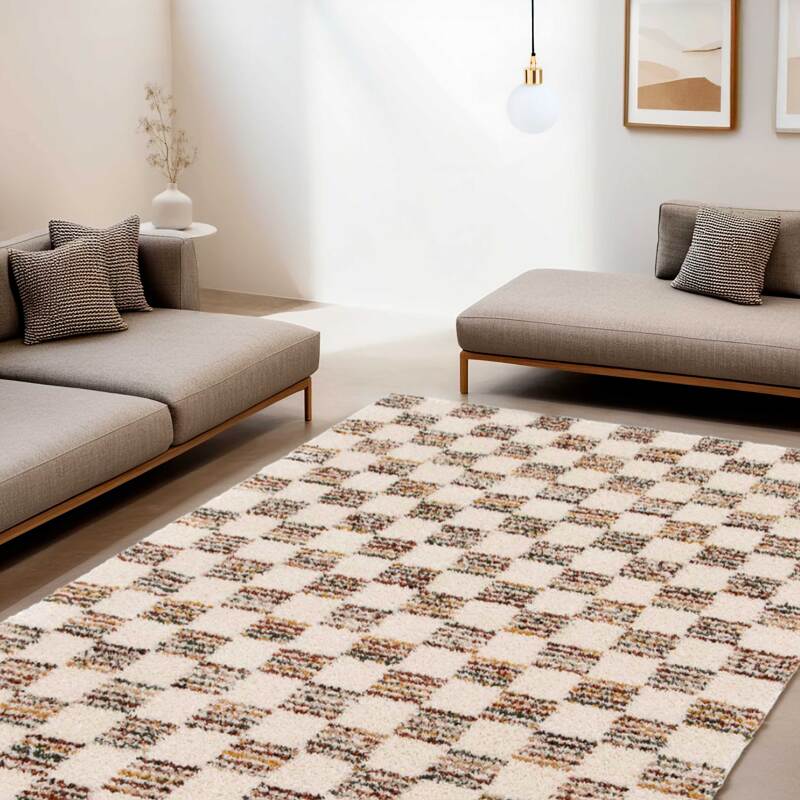 Alfombra shaggy rectangular de polipropileno