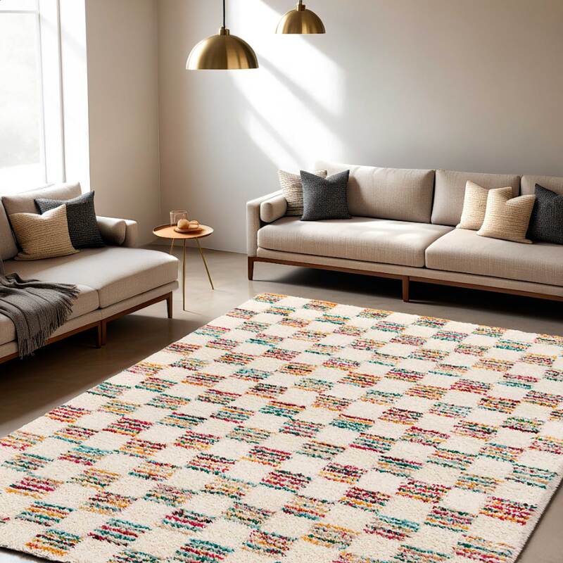 Alfombra shaggy rectangular de polipropileno