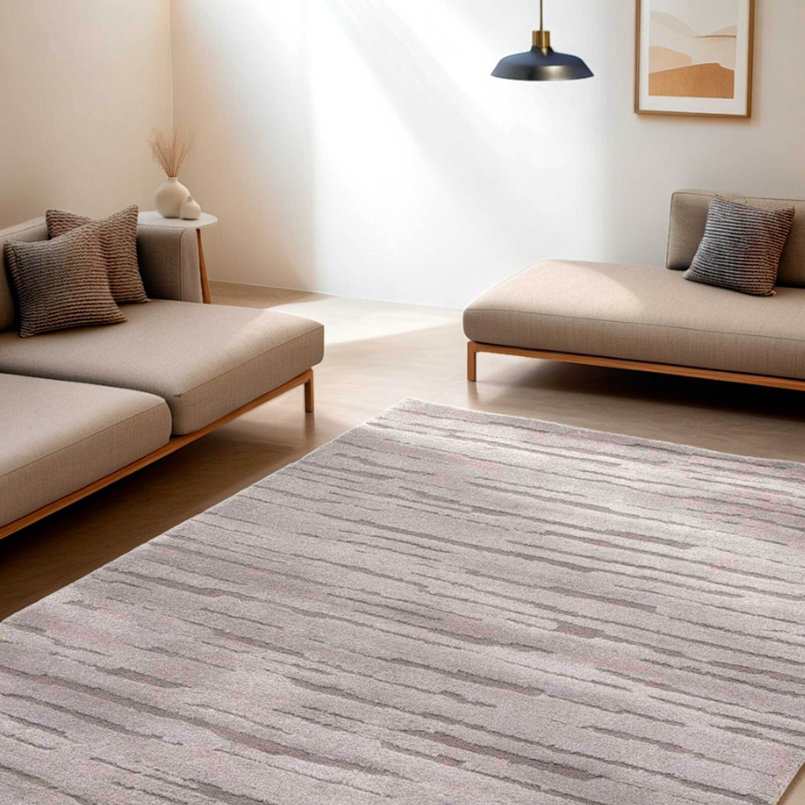 Alfombra shaggy rectangular de poliéster y polipropileno