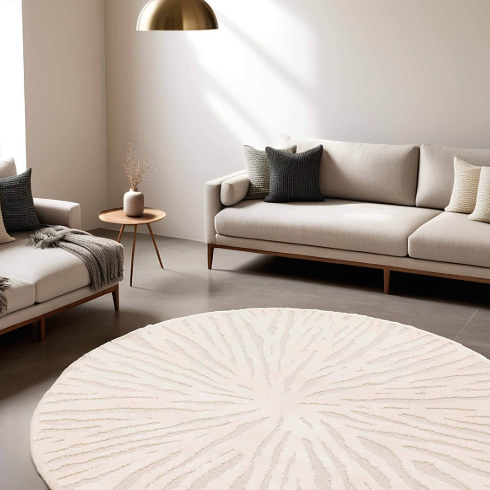 Alfombra shaggy redonda de poliéster y polipropileno