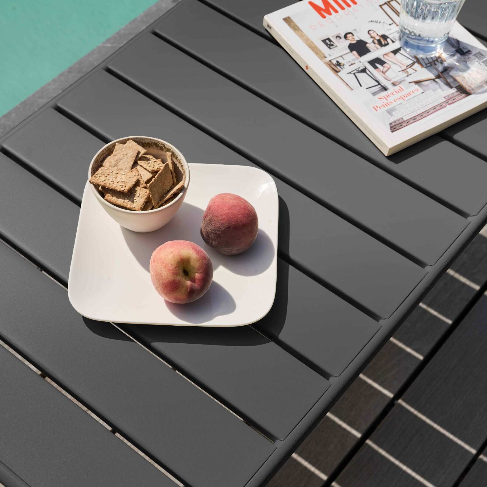 Mesa de centro de jardín rectangular 90 x 50 cm