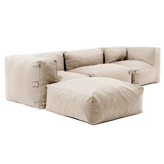 Sofá esquinero fijo modular con 1 asiento, 2 esquinas y 1 puf | Oviala