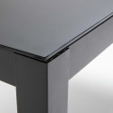 Mesa de jardín rectangular 180 x 90 cm, tablero de cristal y 8 sillas