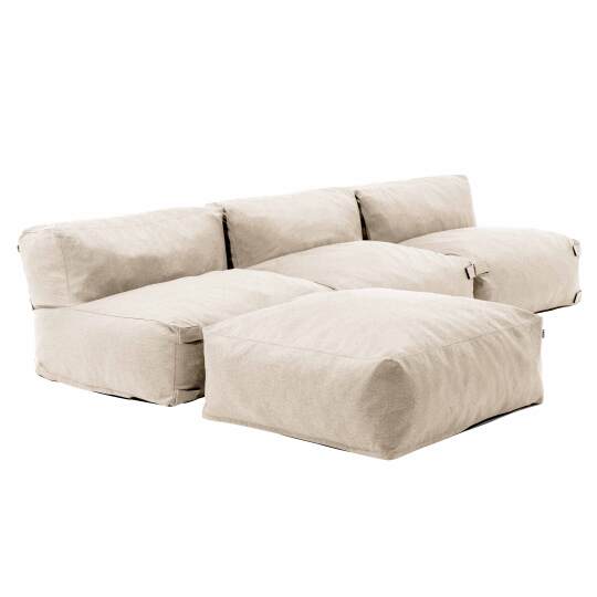 Sofá esquinero fijo modular de 3 plazas y 1 puf | Oviala