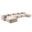 Sofá modular de exterior con 3 sillones, 1 sillón esquinero, 1 chaise longue y 1 puf