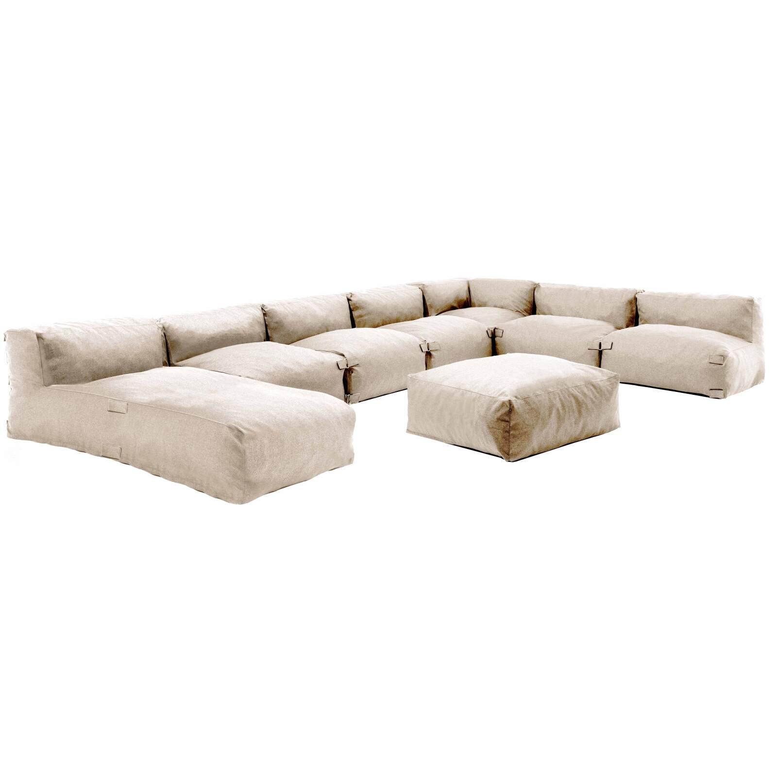 Sofá modular de exterior con 5 sillones, 1 sillón esquinero, 1 chaise longue y 1 puf