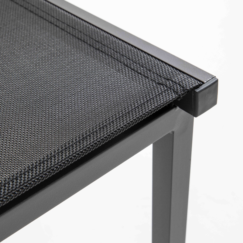 Mesa de jardín rectangular 180 x 90 cm, tablero de cristal y 8 sillas
