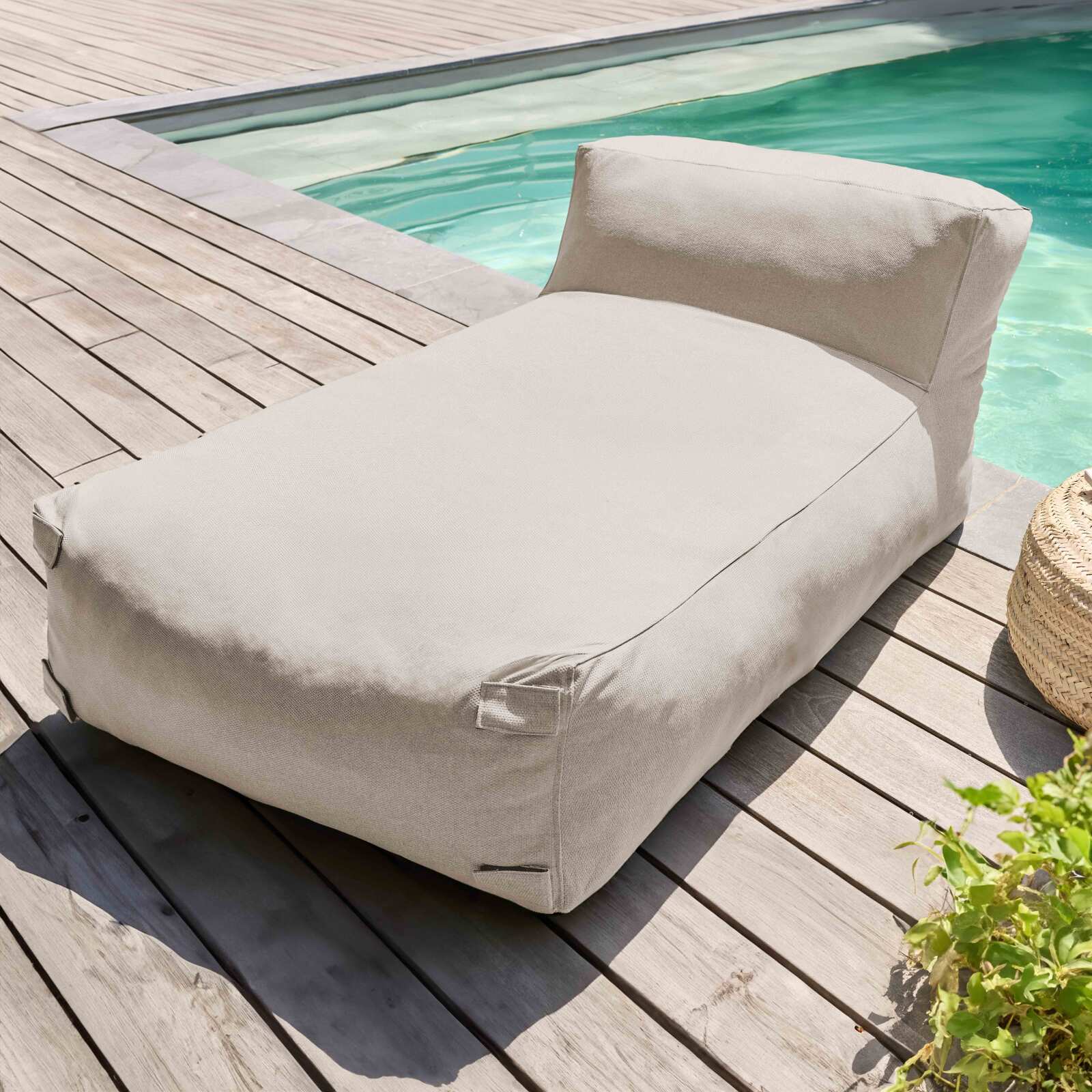 Sofá modular de exterior con 1 sillón y 1 chaise longue