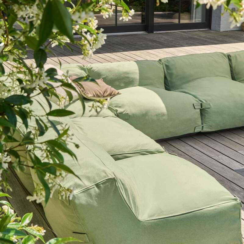 Sofá modular de exterior con 5 sillones, 1 sillón esquinero, 1 chaise longue y 1 puf (6/7)