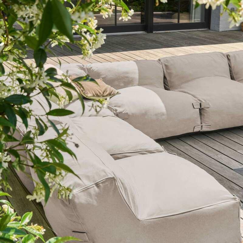 Sofá modular de exterior con 5 sillones, 1 sillón esquinero, 1 chaise longue y 1 puf