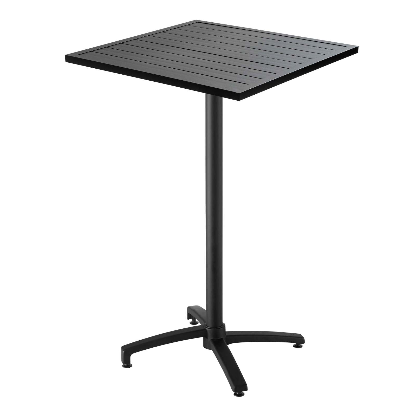 Mesa de jardín gris alta de pie de 60 x 60 cm y 4 sillas altas de aluminio