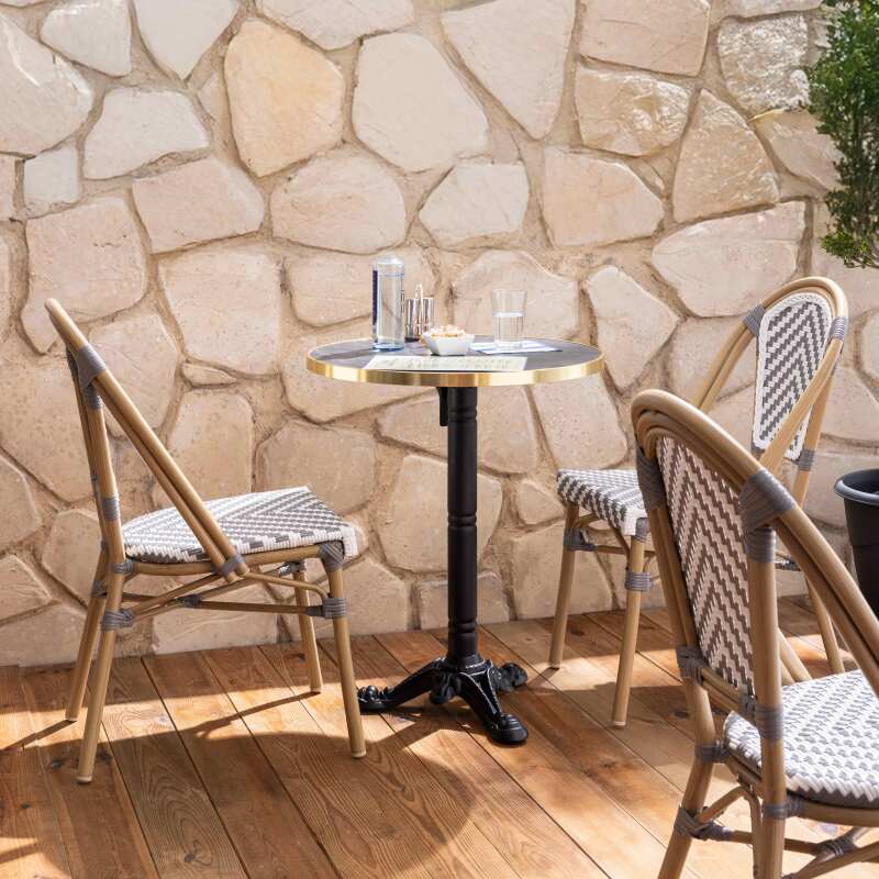 Silla de jardín estilo bistro parisino de aluminio y ratán sintético (2/7)
