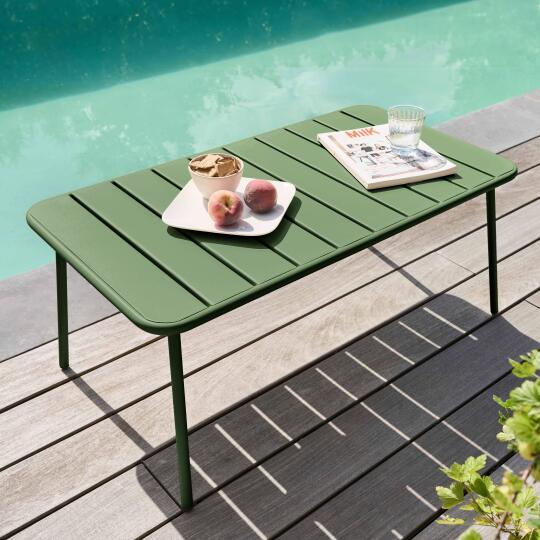 Mesa de centro rectangular de metal para jardín, 90x50x40 cm | Oviala
