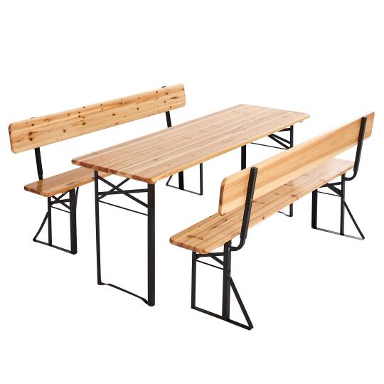 Conjunto de mesa y banco de madera de 180 cm con respaldo