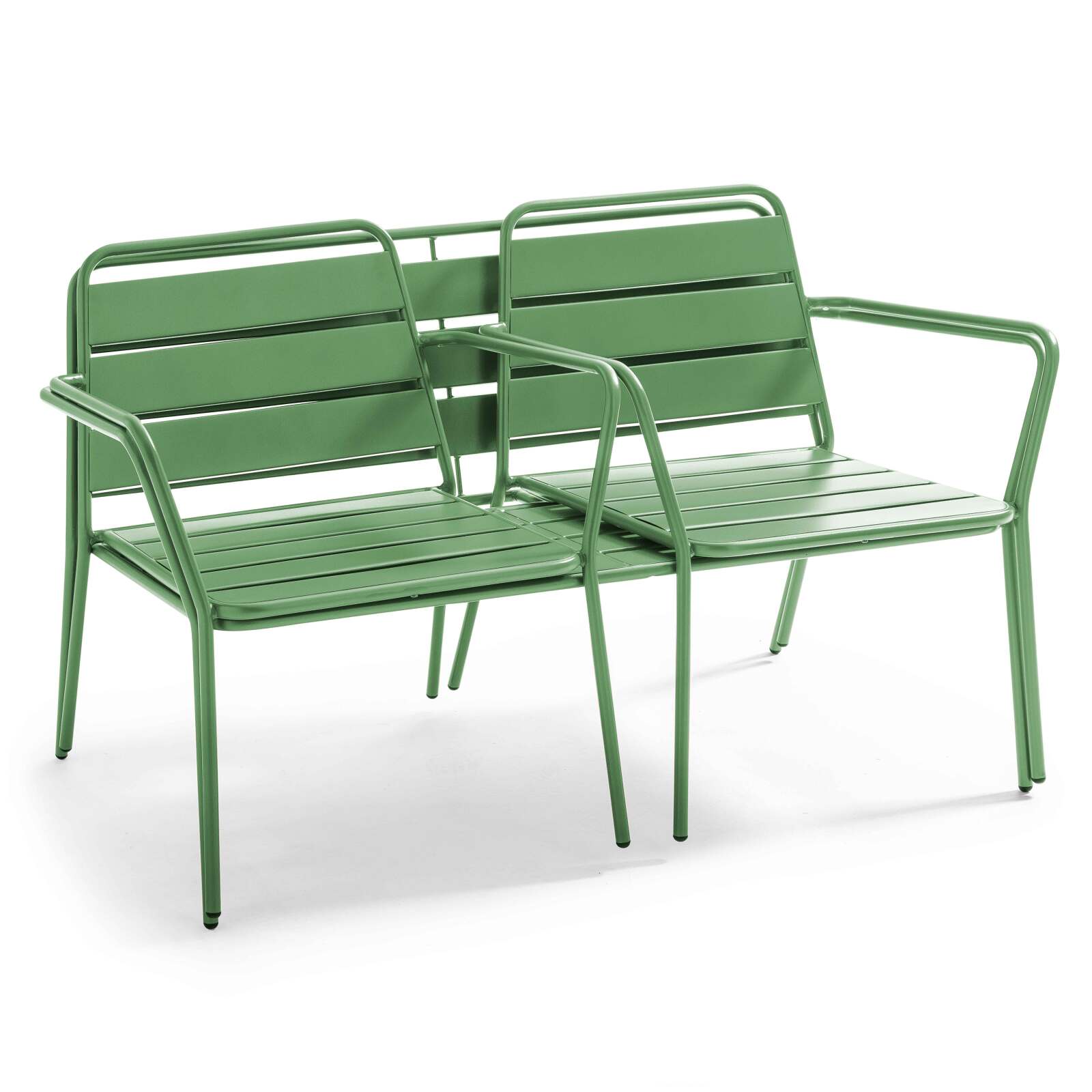 Conjunto de jardín de metal con 2 sillones y 1 banco