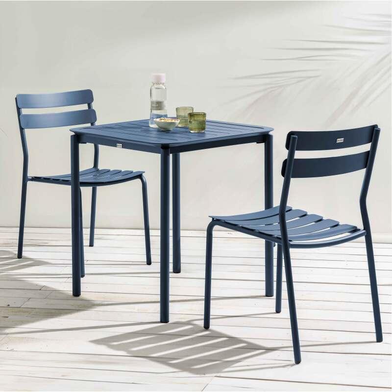 Mesa de jardín cuadrada de aluminio 70x70 cm y 2 sillas - Lifestyle