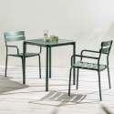 Mesa de jardín cuadrada de aluminio 70x70 cm y 2 sillas con reposabrazos - Lifestyle