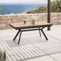 Mesa de jardín extensible rectangular (187/250 x 90 x 77 cm) en aluminio y efecto madera