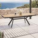 Mesa de jardín extensible rectangular 187/250 cm en aluminio y 10 sillas con reposabrazos