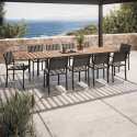 Mesa de jardín rectangular extensible con 8 sillas y 2 sillas con reposabrazos