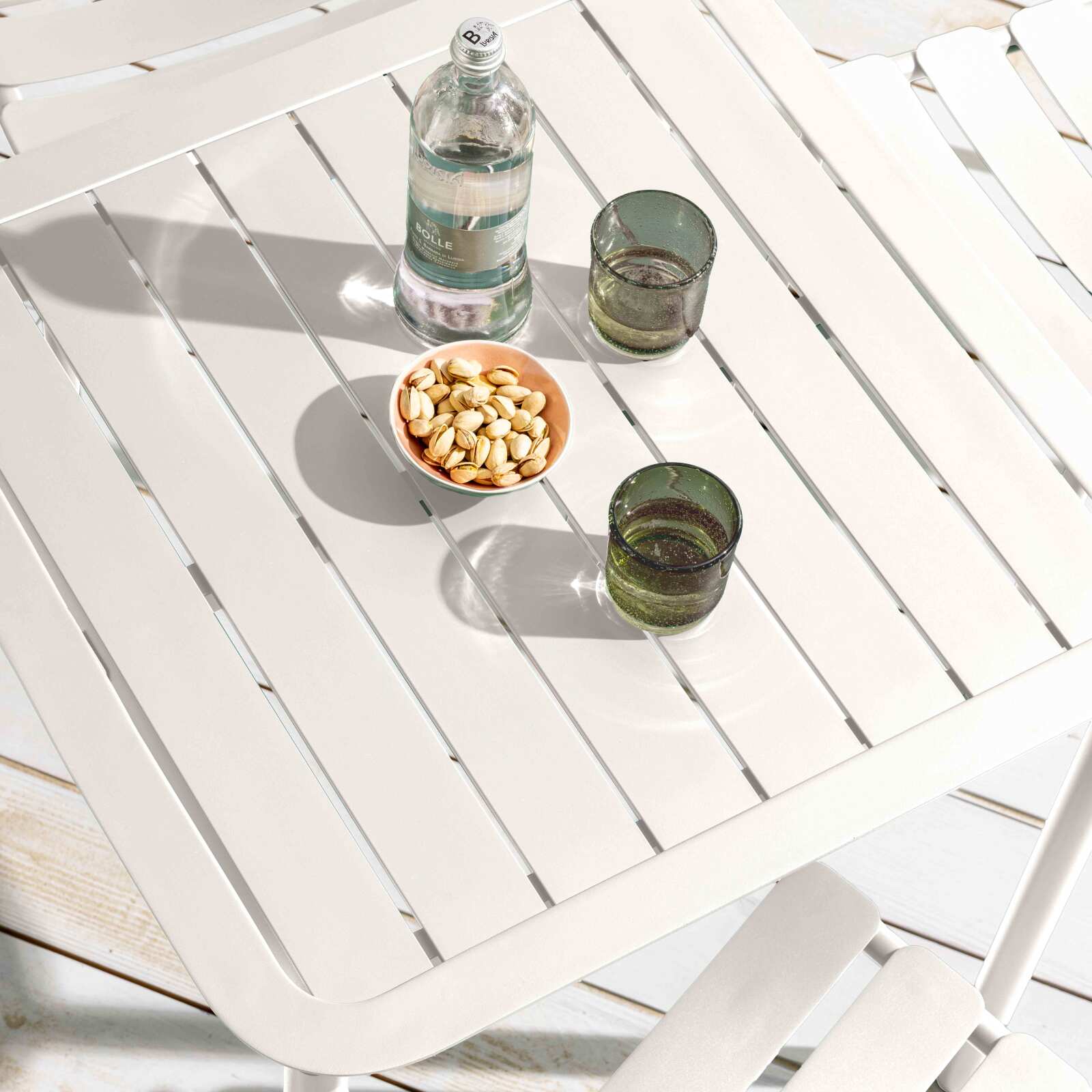 Mesa cuadrada apilable de aluminio para terraza 70 x 70 cm