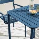 Mesa de patio cuadrada de 70 x 70 cm y 4 sillas con reposabrazos de aluminio