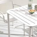 Mesa de patio cuadrada de 70 x 70 cm y 4 sillas con reposabrazos de aluminio