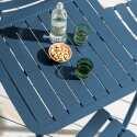 Mesa de patio cuadrada de 70 x 70 cm y 4 sillas con reposabrazos de aluminio