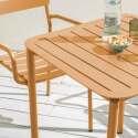 Mesa de patio cuadrada de 70 x 70 cm y 2 sillas con reposabrazos de aluminio
