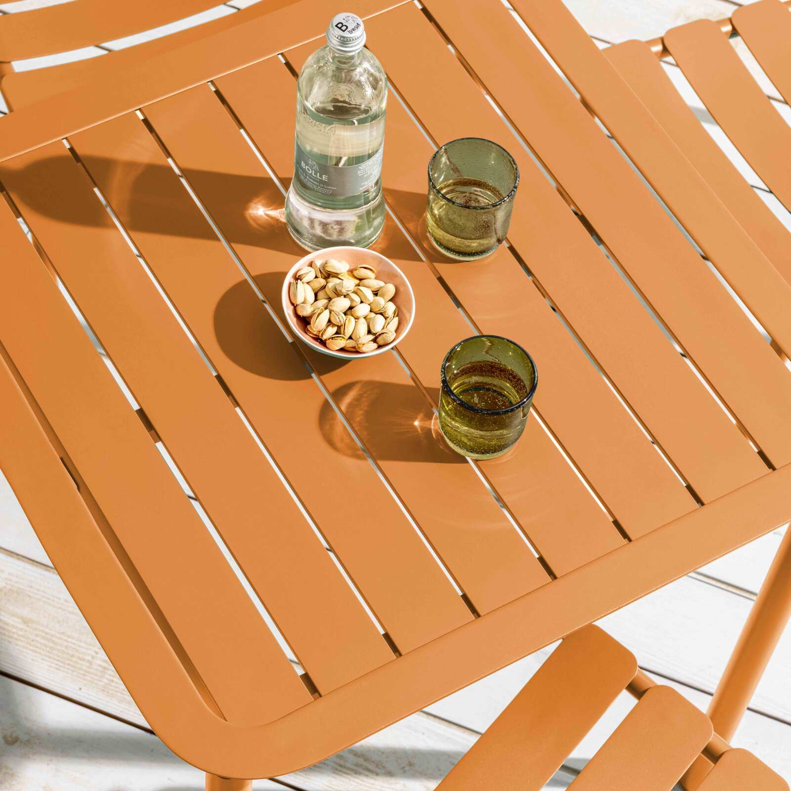 Mesa de terraza cuadrada 70 x 70 cm y 2 sillas de aluminio