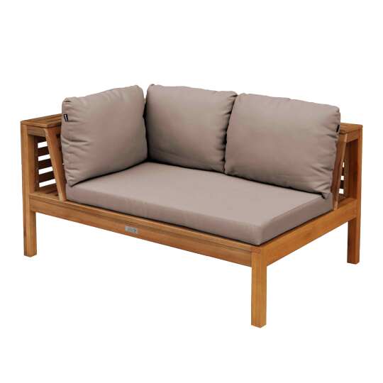 Sofá izquierdo de jardín bajo de madera de eucalipto FSC® | Oviala