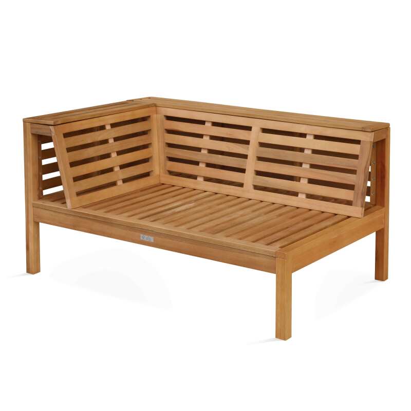 Sofá izquierdo de jardín bajo de madera de eucalipto FSC®