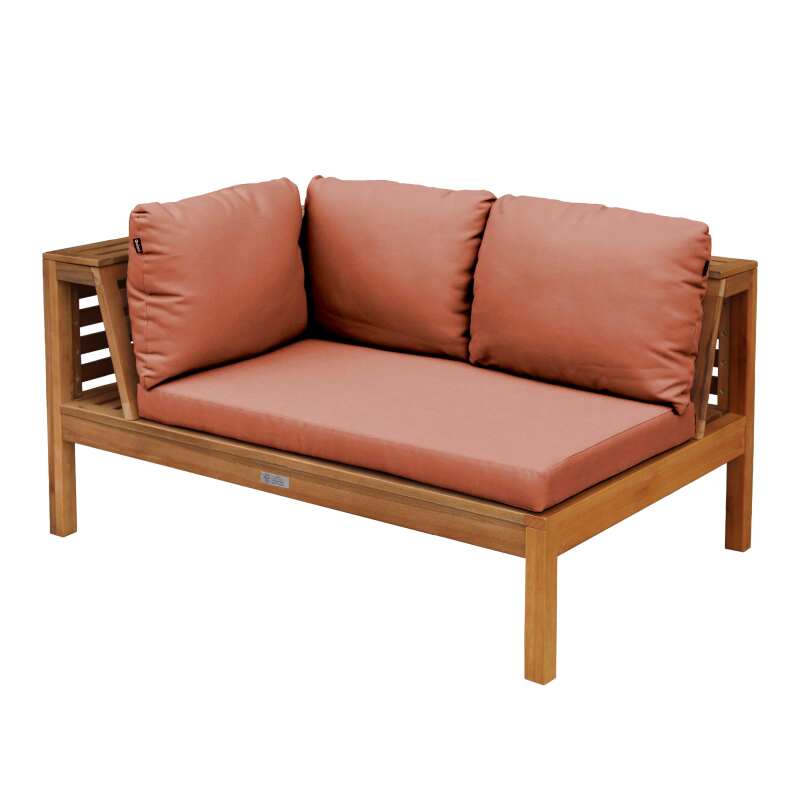 Sofá izquierdo de jardín bajo de madera de eucalipto FSC®