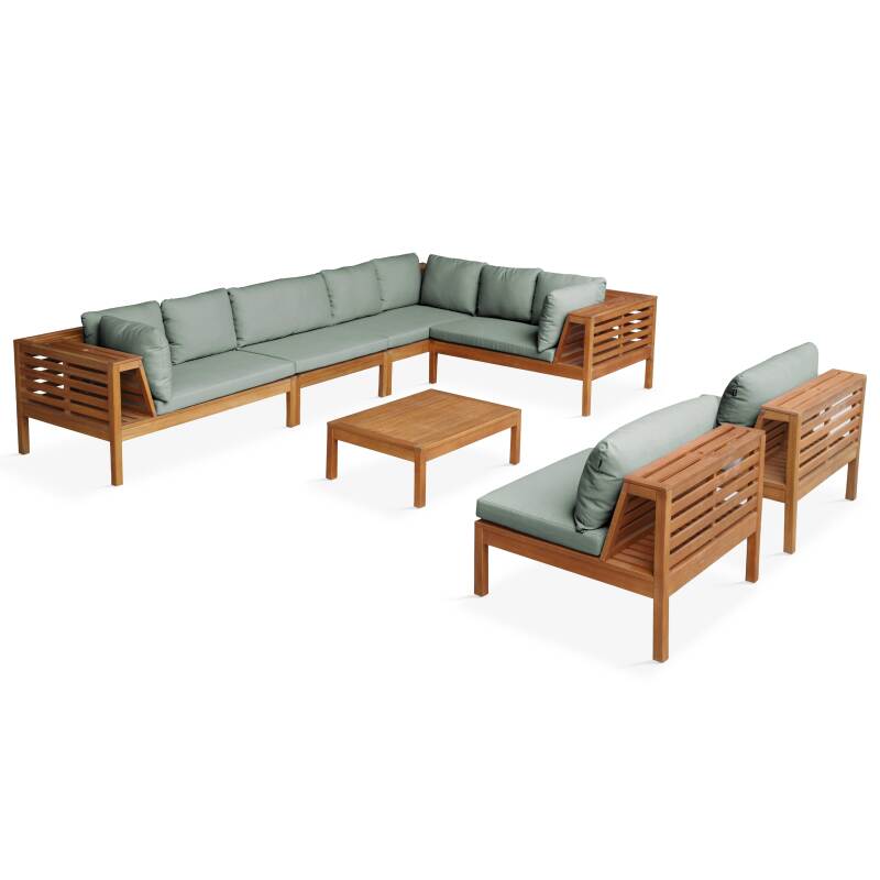 Conjunto de jardín de 8 plazas con mesa de madera de eucalipto FSC®