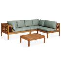 Mueble de jardín de esquina baja de 4 plazas con mesa de madera de eucalipto FSC®