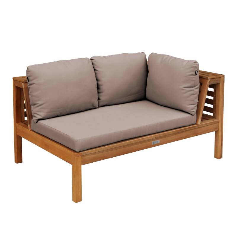 Sofá de jardín en forma de L de 5 plazas con mesa de madera de eucalipto FSC®