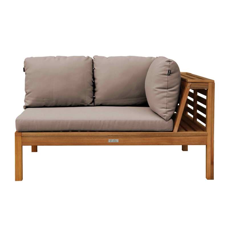 Sofá de jardín en forma de L de 5 plazas con mesa de madera de eucalipto FSC®