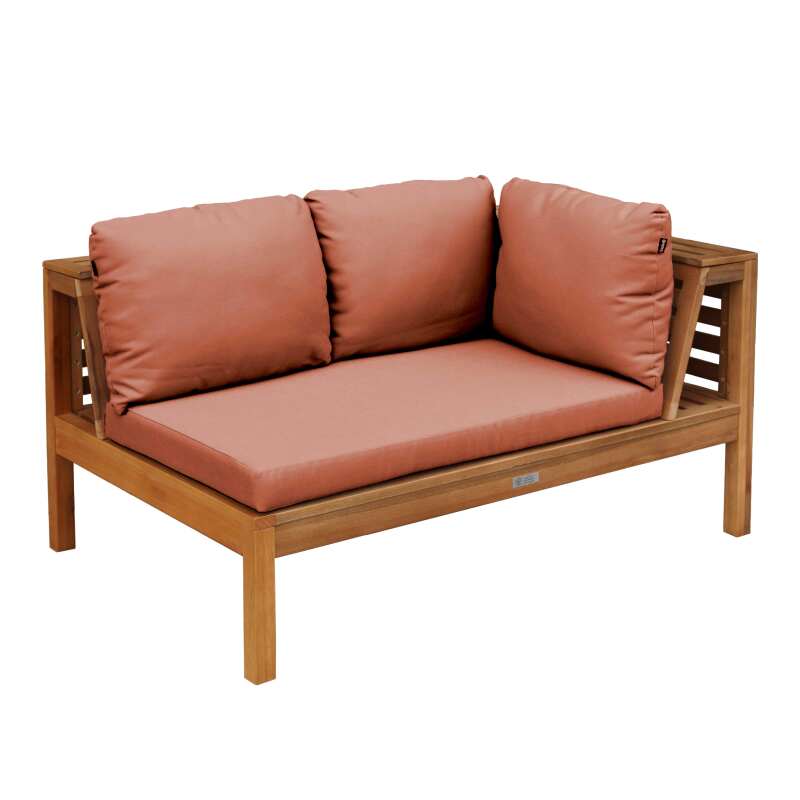 Sofá de jardín en forma de L de 5 plazas con mesa de madera de eucalipto FSC®