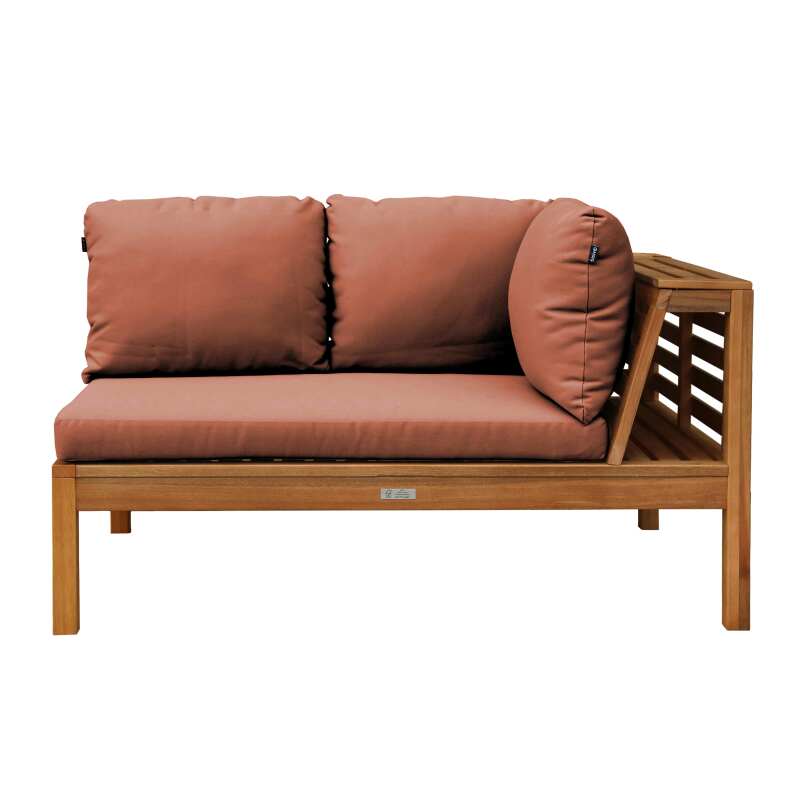 Sofá de jardín en forma de L de 5 plazas con mesa de madera de eucalipto FSC®